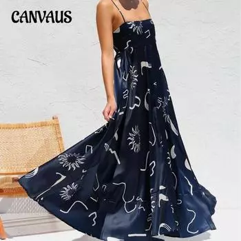 Летнее женское платье средней талии с открытой спиной, платья с цветочным принтом и бретельками через шею S абрикосовый
