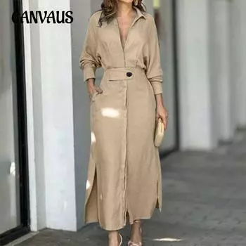 Летнее женское платье, темперамент, пригородный галстук, однотонное платье-рубашка с длинными рукавами и талией, нерегулярные платья S небесно-голубой