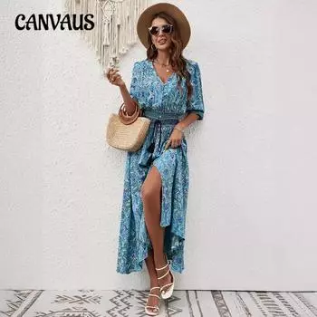 Летнее женское платье-туника в стиле бохо, повседневные праздничные пляжные платья S павлин голубой