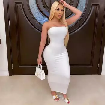 Летнее женское сексуальное длинное пляжное платье без рукавов с грудью, модные женские длинные платья L чёрный