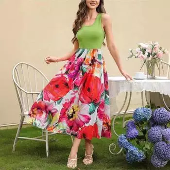 Летнее женское сексуальное облегающее длинное платье с цветочным принтом, модное бохо-платье для отдыха, женское элегантное облегающее вечернее макси-платье M