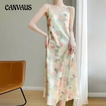 Летнее женское шелковое платье с v-образным вырезом и принтом, сексуальное платье с цветочным принтом S
