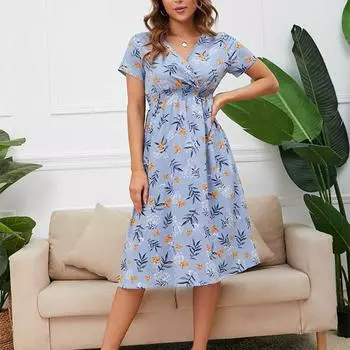 Летнее женское шифоновое платье с v-образным вырезом и пляжным платьем в богемном стиле XS белый