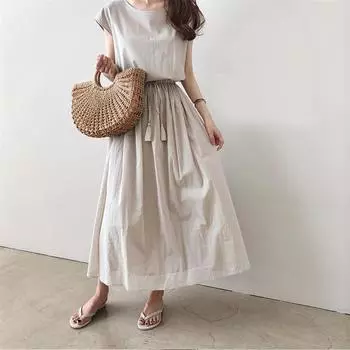 Летнее женское свободное платье без рукавов, новое элегантное хлопковое повседневное платье трапециевидной формы со шнуровкой на талии, женское сплошное цветное модное вечернее платье, одежда 1096 S чёрный