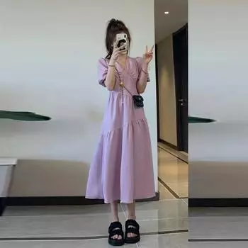 Летнее женское утягивающее платье High Sense French Dress M фиолетовый