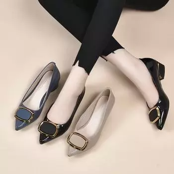 Лето 2024 года, новые женские туфли из лакированной кожи на высоком толстом каблуке 3 cm; 35 абрикосовый