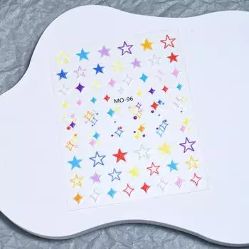 Летние 3D наклейки для ногтей с дофамином: Милые наклейки с тиснением в виде сердечка, звездочки, смайлика и звезды