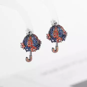 Летние эффектные серьги-зонтики для женщин, дизайнерские роскошные свадебные серьги-гвоздики, брендовые ювелирные изделия, модные висячие серьги с кубическим цирконием оранжевый