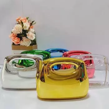 Летние акриловые клатчи и вечерние сумки 2024 года для женщин — африканский, европейский и американский стили золотой