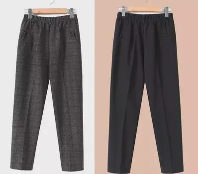 Летние эластичные брюки «бабушка» с высокой талией: Повседневные, дышащие брюки Nine-Point для женщин среднего и пожилого возраста 3XL (Waist: 2.4-2.7 ft)