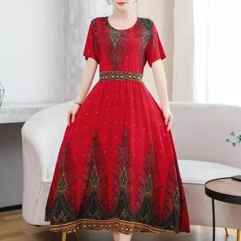 Летние элегантные длинные платья больших размеров для женщин, женские летние платья с короткими рукавами XL