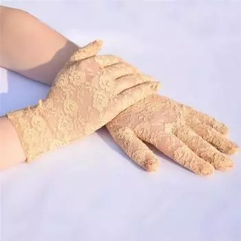 Летние элегантные короткие кружевные перчатки, солнцезащитные перчатки, уличные перчатки, перчатки для вождения, танцев, свадьбы чёрный