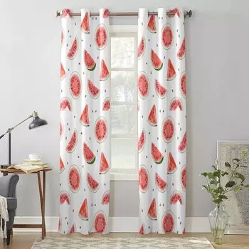 Летние арбузные акварельные текстурные оконные шторы для гостиной, роскошные занавески для спальни, кухонные шторы, шторы 135W x 60H(cm) x1