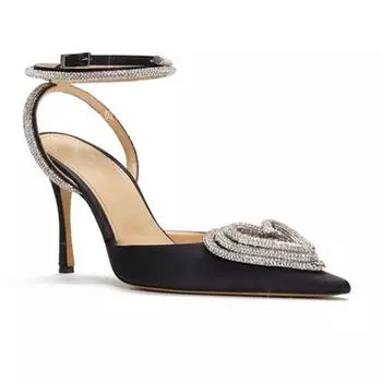 Летние атласные женские туфли Baotou на высоком каблуке с острым носком на шпильке со стразами и стразами 40