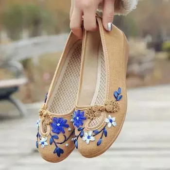 Летние этнические новые хлопковые конопляные туфли ручной работы с вышивкой ретро старые пекинские тканевые туфли женские повседневные сетчатые дышащие туфли 35 синий