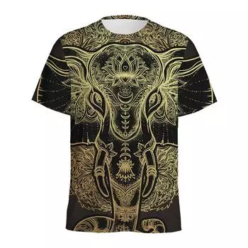 Летние этнические слоны 3D принт футболки уличная мужская мода повседневная свободная футболка с круглым вырезом и короткими рукавами футболки топы одежда L