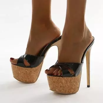 Летние экстремальные туфли на платформе с высоким каблуком, женские толстые женские короткие туфли с открытой пяткой, мюли, шлепанцы, размер 42 35 абрикосовый