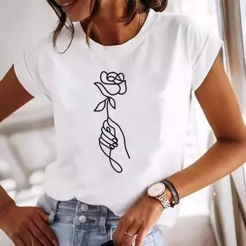 Летние бабочки Любовь Принт Большие хлопковые свободные короткие рукава с круглым вырезом Футболки женские S