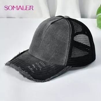 Летние бейсболки унисекс с сеткой на спине, уличная однотонная бейсболка в стиле ретро для женщин, винтажные спортивные шапки с козырьком для подростков чёрный