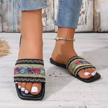 Летние блестящие тапочки для женщин. Новые женские пляжные тапочки на плоской подошве. Женские серебряные сандалии. Уличная обувь. Роскошный дизайнер, большие размеры 43. 42 белый