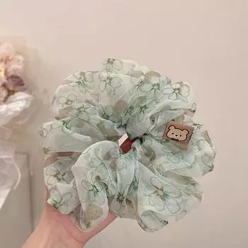 Летние Большие Сетчатые Скранчи Женские Девичьи Эластичные Резинки для Волос Аксессуары Завязка Кольцо для Волос Веревка Головной Убор Украшение about 16 cm