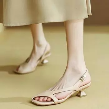 Летние босоножки на низком каблуке, женская обувь с квадратным носком и массивным каблуком 2024 года, новые модные сексуальные туфли-лодочки, босоножки для вечеринок, прогулочные женские туфли 34 чёрный