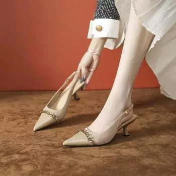 Летние босоножки на шпильках высокого класса. Туфли с закрытым носком во французском стиле, которые не утомляют ваши ноги. Модные туфли на высоком каблуке. 35 чёрный