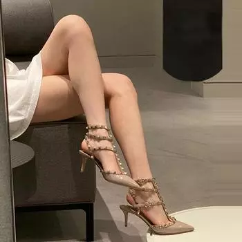 Летние босоножки на шпильке с острым носком и ремешками на шпильке, женские свадебные туфли 39