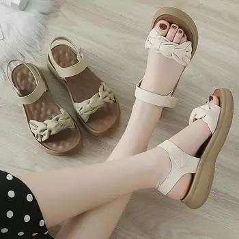 Летние босоножки на танкетке для мам 2025 года: Мягкая подошва, средний каблук, универсальный комфорт для женщин среднего возраста 41 зелёный