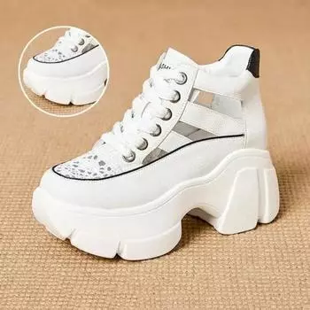 Летние босоножки на танкетке, кожаные кроссовки для женщин, высокая платформа, пляжные, готические, панк, повседневные, дышащие, прогулочные тапочки 35 коричневый