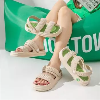 Летние босоножки с открытым носком на толстой подошве для женщин 2024 года, женские тапочки Cloud, наружные шлепанцы, зеленая платформа, акция B, 39 лет 36