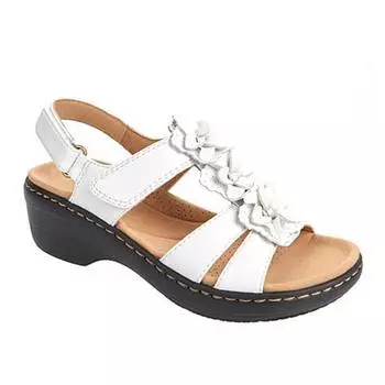 Летние босоножки с открытыми каблуками и заклепками, повседневные сандалии с цветочным принтом, женские, большого размера 42