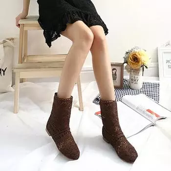 Летние ботинки, женские ботильоны на плоской подошве, модная брендовая женская обувь с вырезами и дырками 35 белый