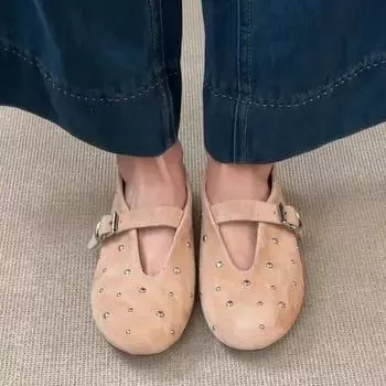 Летние брендовые туфли Мэри Джейн для женщин, модные замшевые классические ретро коричневые повседневные туфли с мягкой подошвой, удобные женские туфли на плоской подошве 35