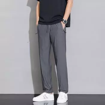 Летние брюки из ледяного шелка большого размера, повседневные брюки, мужские быстросохнущие дышащие брюки из ледяного шелка 11XL