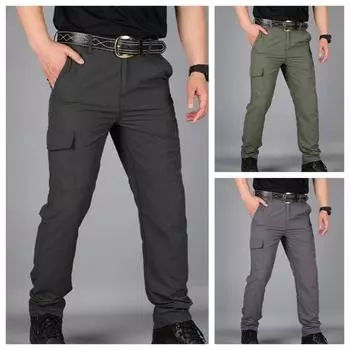 Летние брюки-карго мужские, четыре цвета, уличная одежда, для бега, походов, горных работ, туризма, брюки, горячие продажи S чёрный