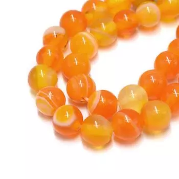 Летние бусины из оникса и агата в оранжевую полоску 4-12 мм, свободные бусины из драгоценных камней для изготовления ювелирных изделий, браслет, ожерелье, модные аксессуары «сделай сам» Dia 4mm