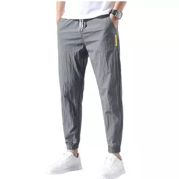 Летние быстросохнущие брюки мужские узкие брюки мешковатые спортивные штаны корсетные брюки из девяти частей XXL