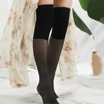 Летние чулки, эластичные противоскользящие лоскутные гольфы, резаные носки с кондиционером, носки с кондиционером, аксессуары для обуви чёрный