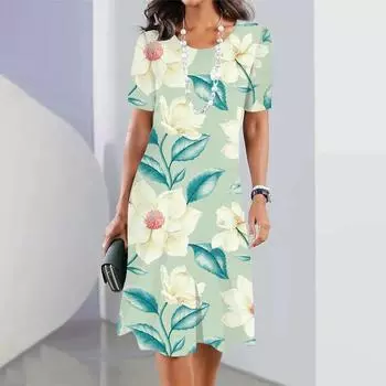 Летние цветочные 3D принты женские платья женские длинные платья элегантное платье женская одежда больших размеров S
