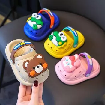 Летние детские домашние тапочки с рисунком из мультфильмов, нескользящие, мягкие Size 18/19 синий