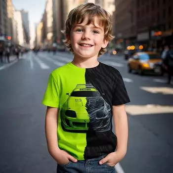 Летние детские футболки с героями мультфильмов, футболки с 3D-принтом и изображением гоночных машин, модная детская одежда с коротким рукавом для мальчиков и девочек, спортивная уличная одежда 100