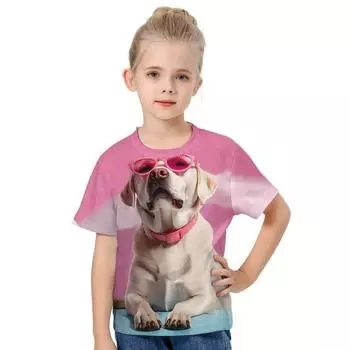 Летние детские футболки с героями мультфильмов, забавные футболки с 3D-принтом с изображением животных и собак, модная детская одежда с коротким рукавом для мальчиков, повседневная одежда 100CM