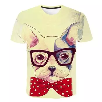 Летние детские футболки с собаками, модные футболки с короткими рукавами для мальчиков и девочек, топы, детская повседневная футболка с героями мультфильмов, одежда для От 1 до 14 лет 100