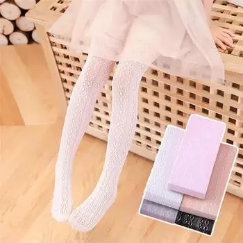 Летние детские колготки для девочек от 3 до 13 лет, тонкие сетчатые колготки для маленьких девочек, модные хлопковые однотонные мягкие леггинсы принцессы M чёрный