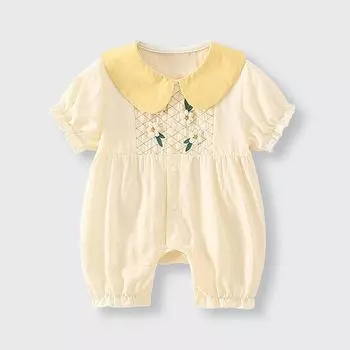 Летние детские комбинезоны, одежда для маленьких девочек, хлопковый комбинезон для маленьких девочек, милый маленький принт с короткими рукавами, одежда принцессы 66 оранжевый