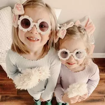 Летние детские круглые солнцезащитные очки с подсолнухом для мальчиков и девочек, милые солнцезащитные очки с рисунком медведя, кота, радуги, UV400, защитные очки