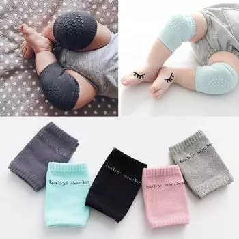 Летние детские наколенники, комплект однотонных противоскользящих носков, наколенники, детские безопасные напольные носки для ползания, защита коленей для девочек и мальчиков синий