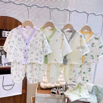 Летние детские пижамные комплекты: Дышащий рукав три четверти для мальчиков и девочек 80cm