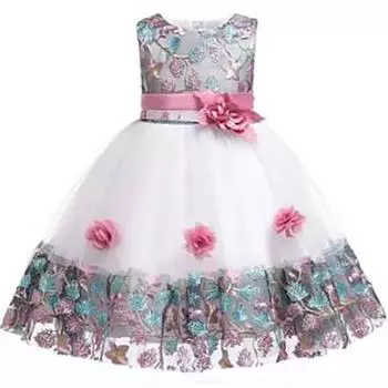 Летние детские платья для девочек с вышивкой и цветами Платья для девочек Детские принцессы Выпускной 140cm красный